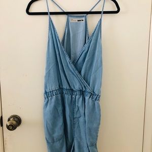 Denim strappy romper